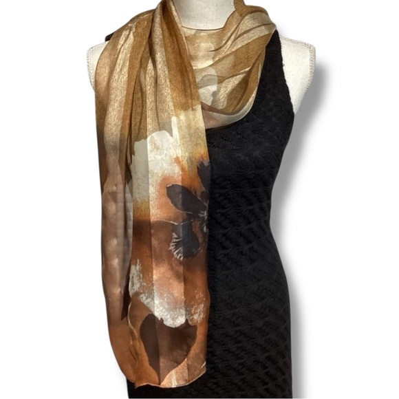 Art of Silk by Tie Rack Accessories - Vintage Striped Floral Art of Silk by Tie Rack 100% Silk Scarf